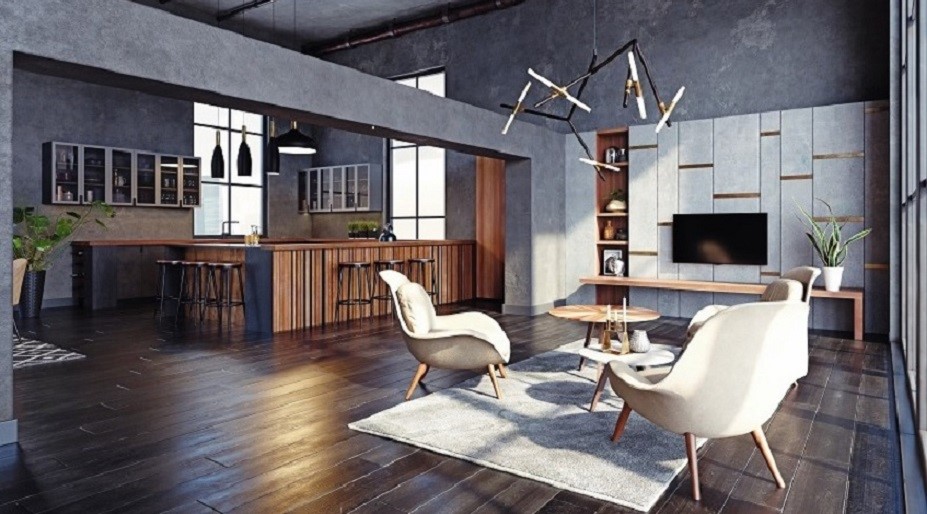 modern living interior design concept. 3d rendering idea.